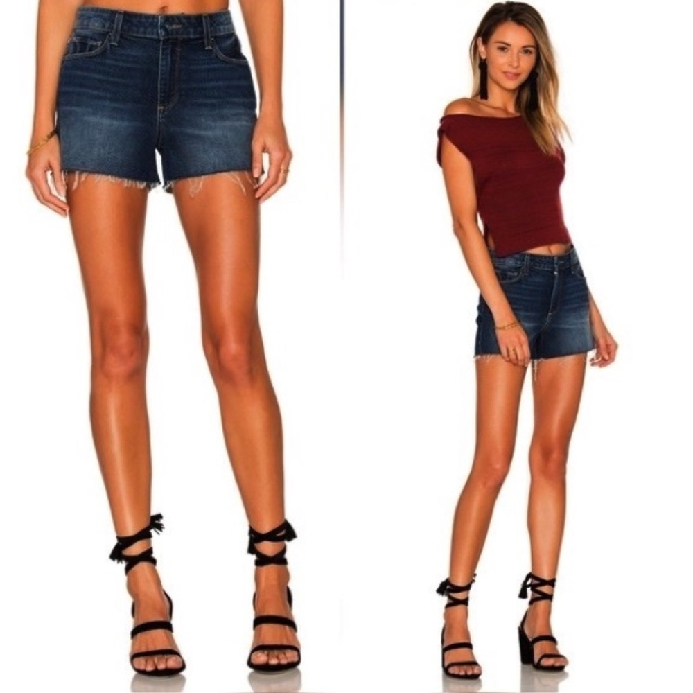 Paige Margot High Rise Shorts Raw Hem Denim